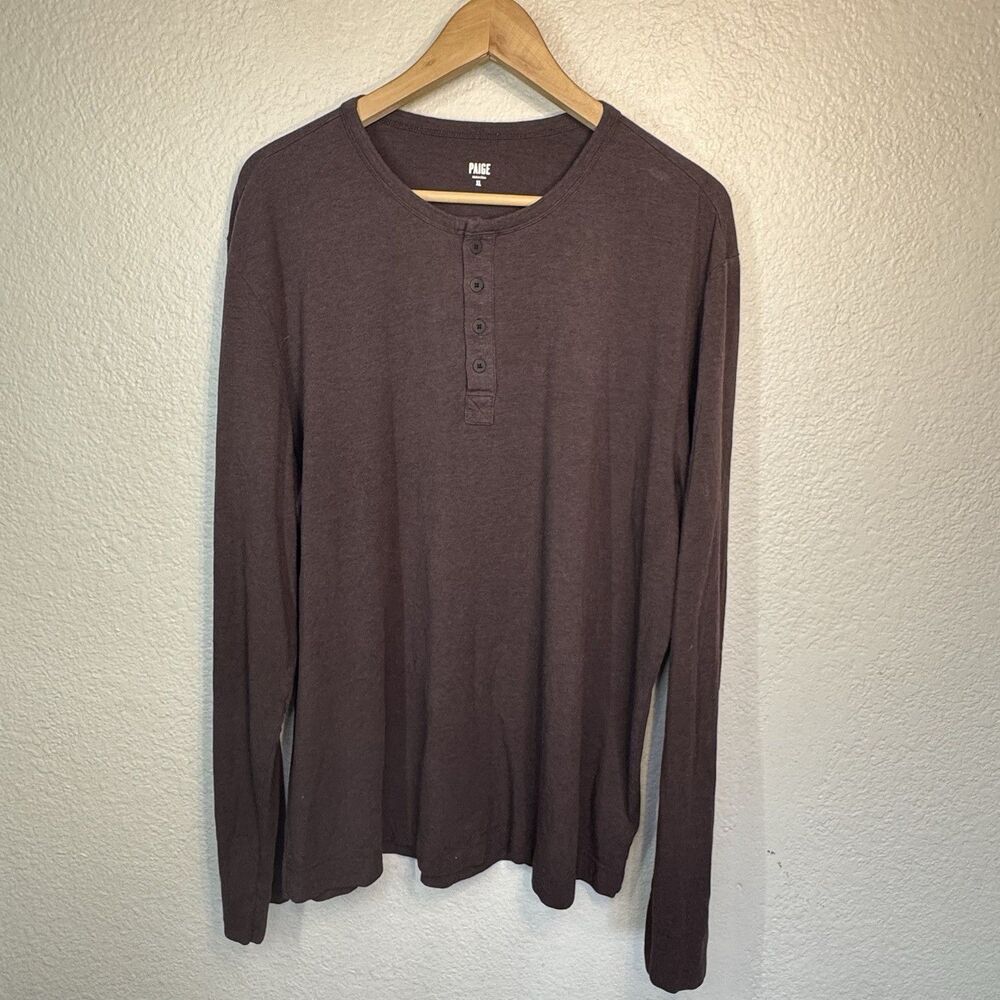 Paige Garret Henley Tee Soft Cotton Tee In Eggplant Stretch Travel Layer Men XL